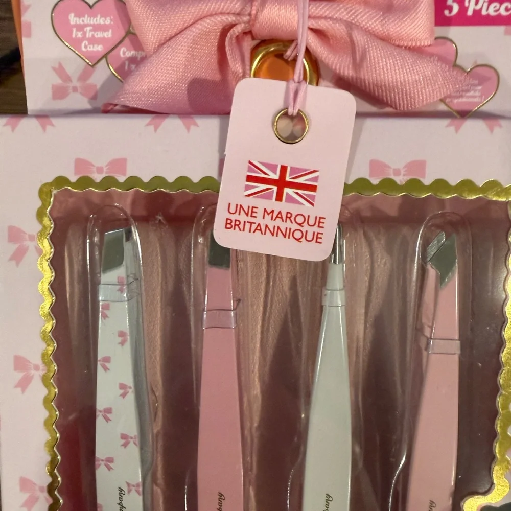 The Vintage Shop Pink Tweezers & Tools Set - 5 Piece Makeup Tool Kit